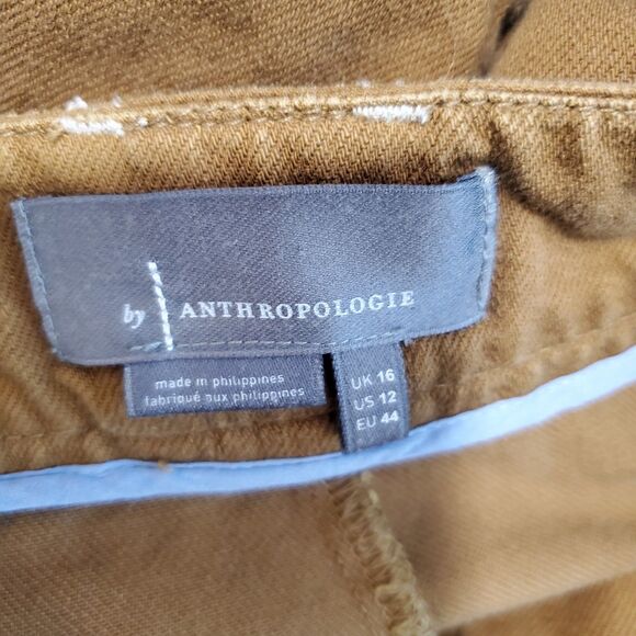Anthropologie Size 12 Wide Leg Cropped Porter Pants Spicy Mustard Brown - Picture 4 of 7